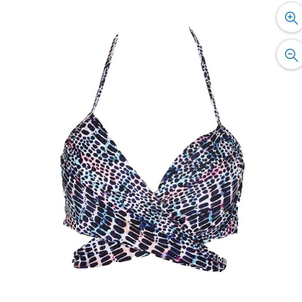 Sundazed Black Multi Simone Bra-Sized Underwire Wrap Bikini Top